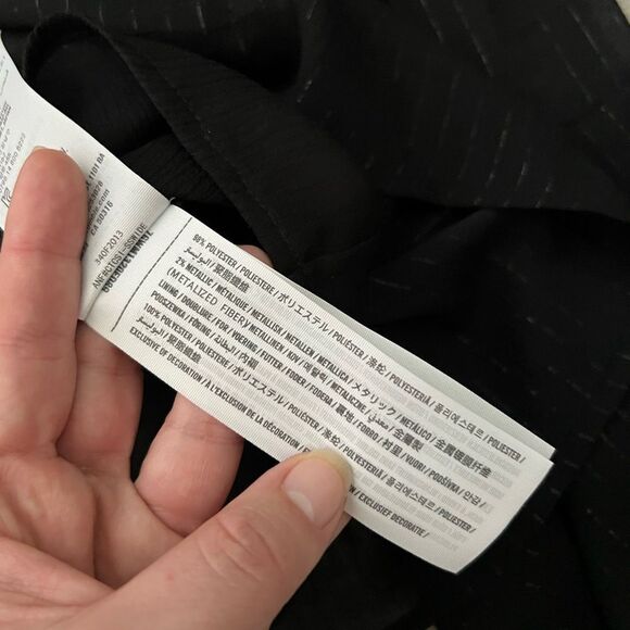 Hollister XS Black Metallic lurex stripes chiffon bell sleeve flowy top blouse - Picture 6 of 8